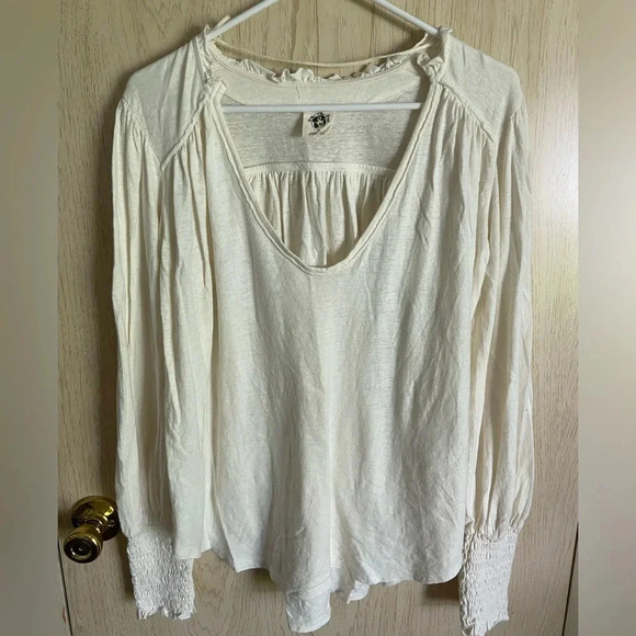 Free People We The Free Bella Top Ivory Oversized XS - Picture 3 of 14